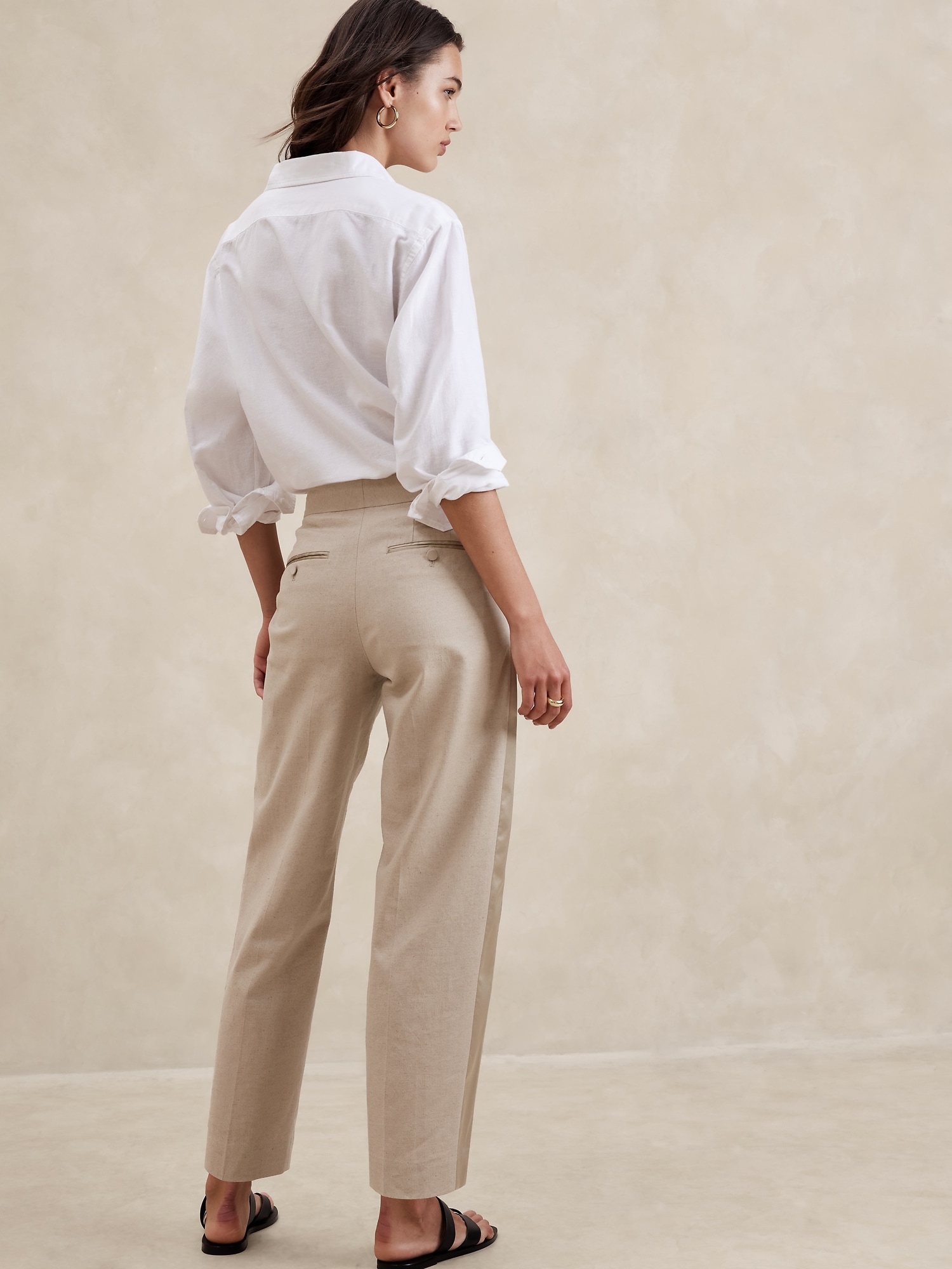 Linen-Blend Tuxedo Taper Pant