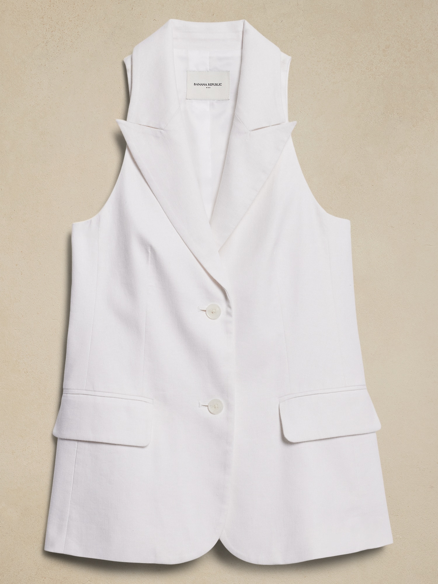 Linen-Blend Racer Suiting Vest