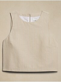 Linen-Blend Cropped Shell