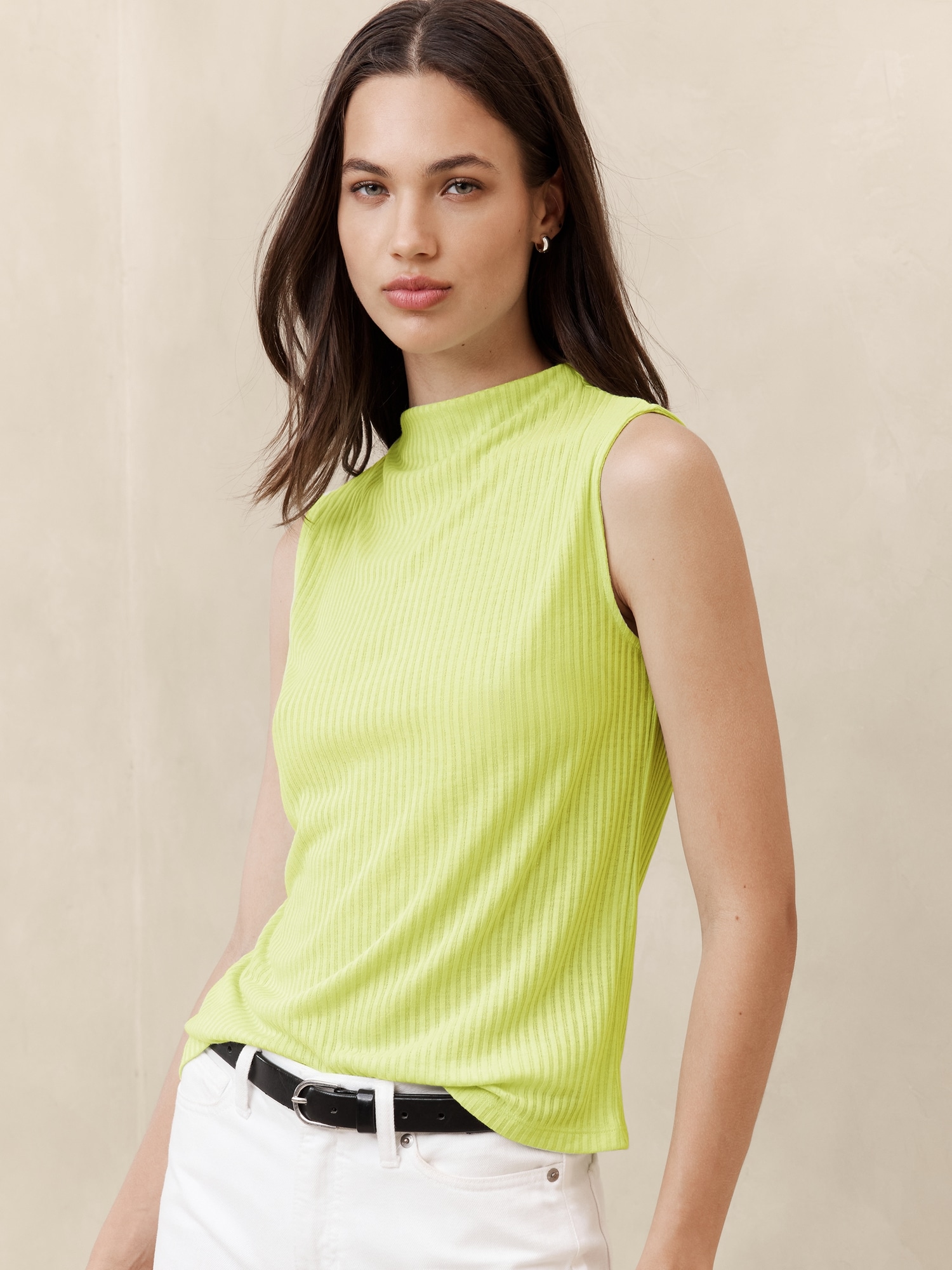 Ribbed Mock-Neck Tank