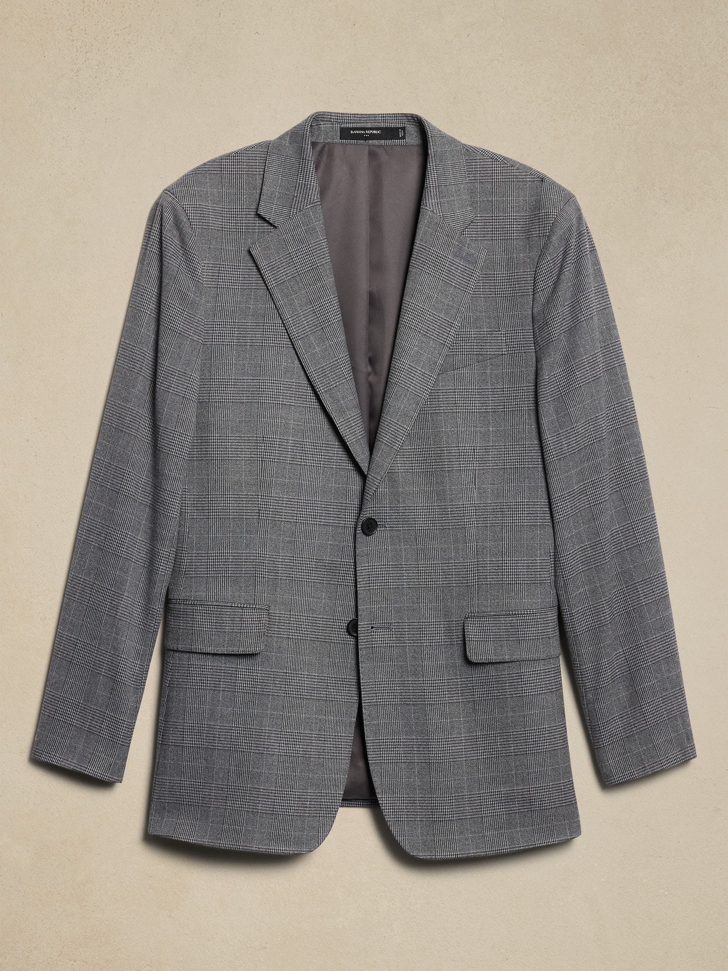 Tailored-Fit Gray Prince Of Wales Suit Jacket