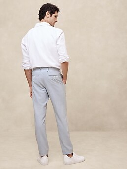 MSBUTIKS Men's Summer Seersucker Slim Fit Pants Flat Front