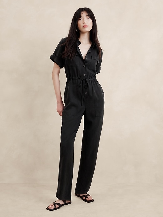 New look utility demean button through jumpsuit