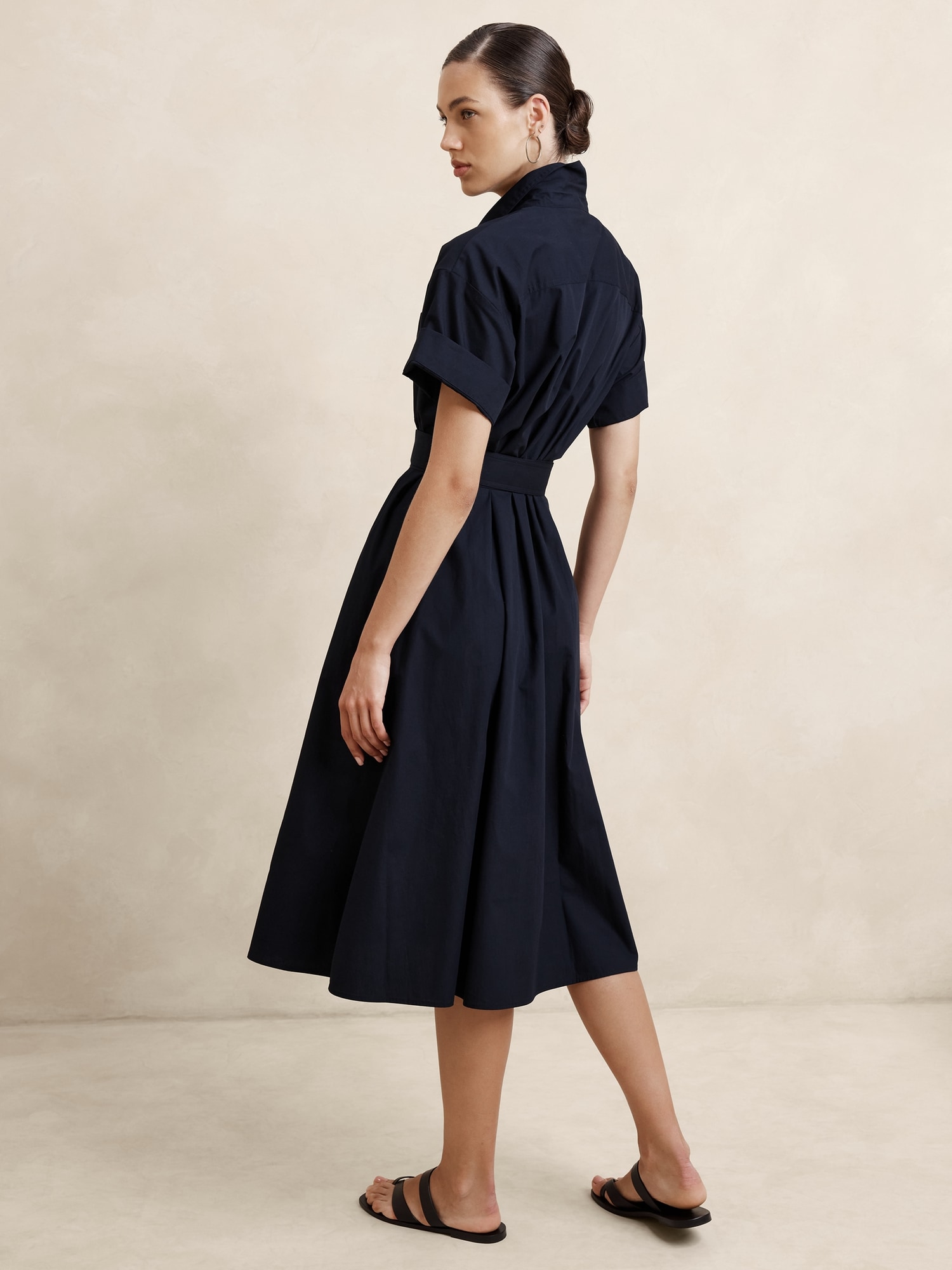 Poplin Midi Shift Shirtdress