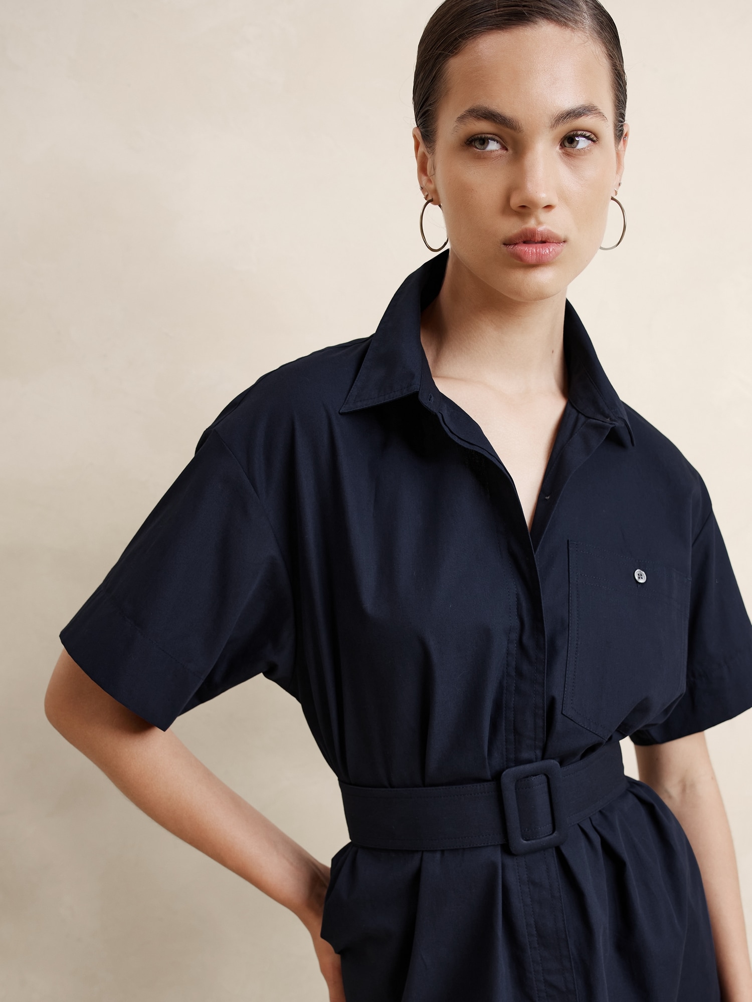 Poplin Midi Shift Shirtdress