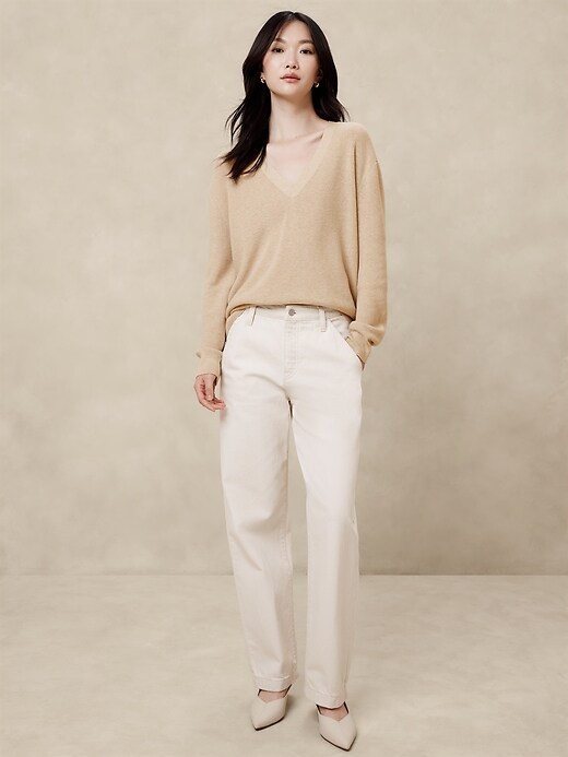 Ribbed Lightweight V-Neck Sweater Banana Republic Factory