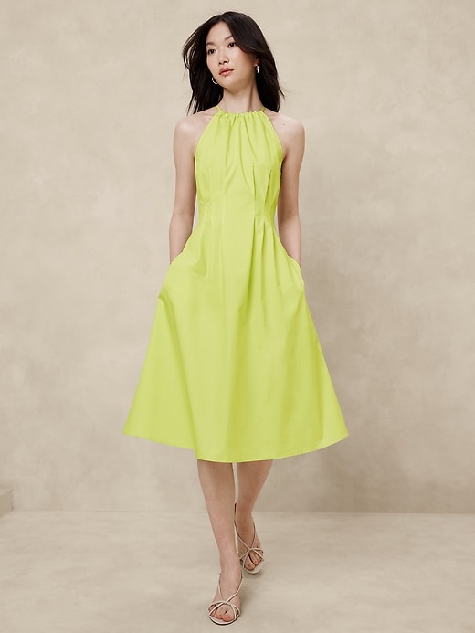 Poplin Halter Midi Dress | Banana Republic Factory