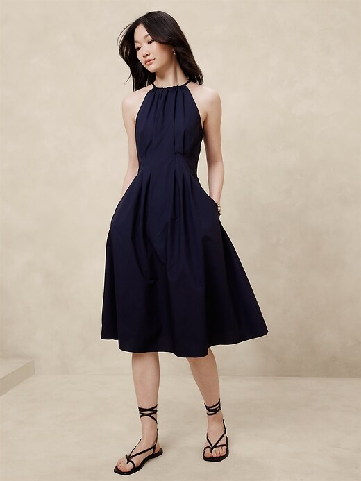 Poplin Halter Midi Dress | Banana Republic Factory