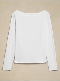 Soft Stretch Boat-Neck T-Shirt | Banana Republic Factory Soft Stretch Boat-Neck T-Shirt | Banana Republic Factory