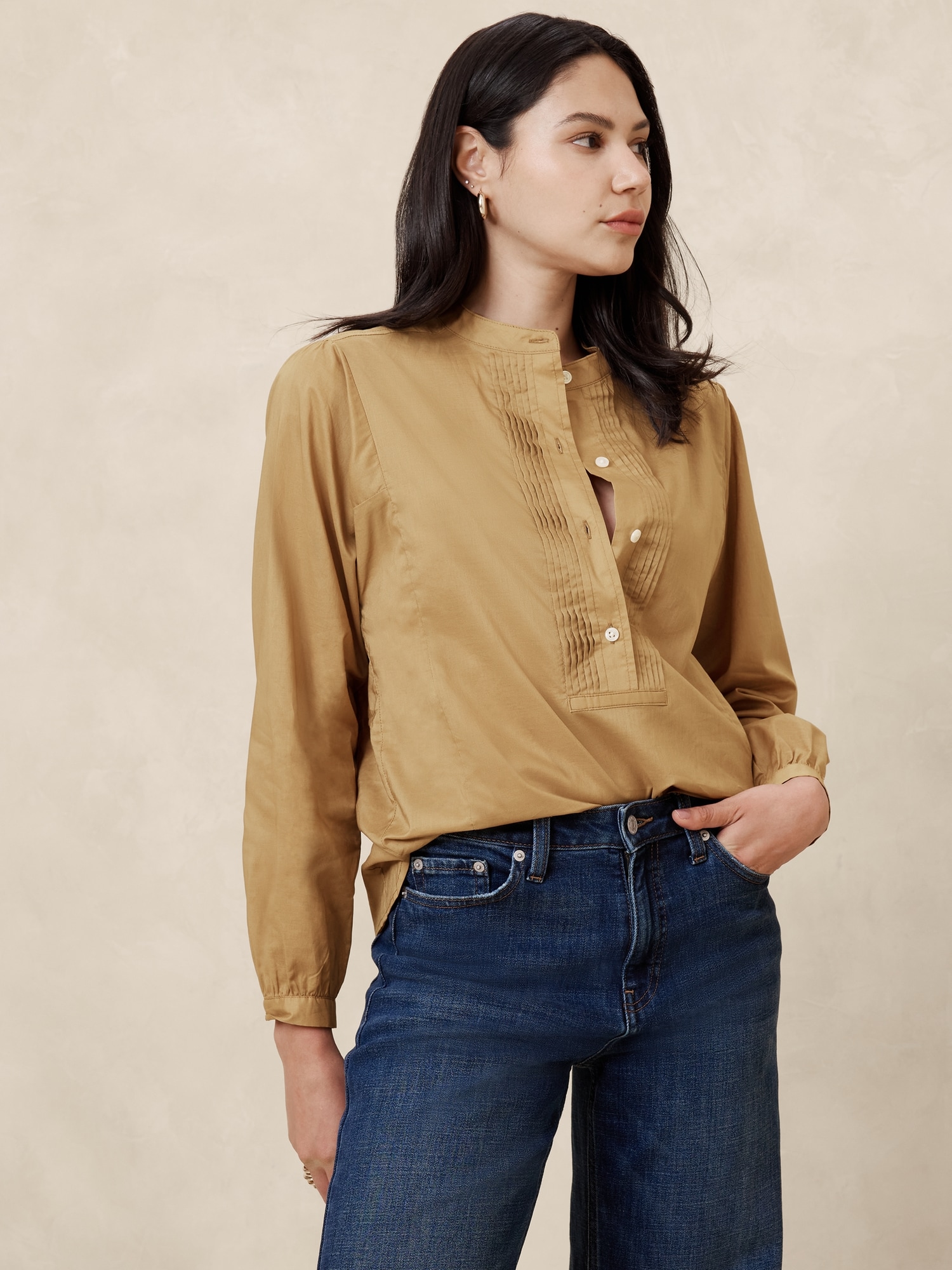 Pleated Popover Shirt