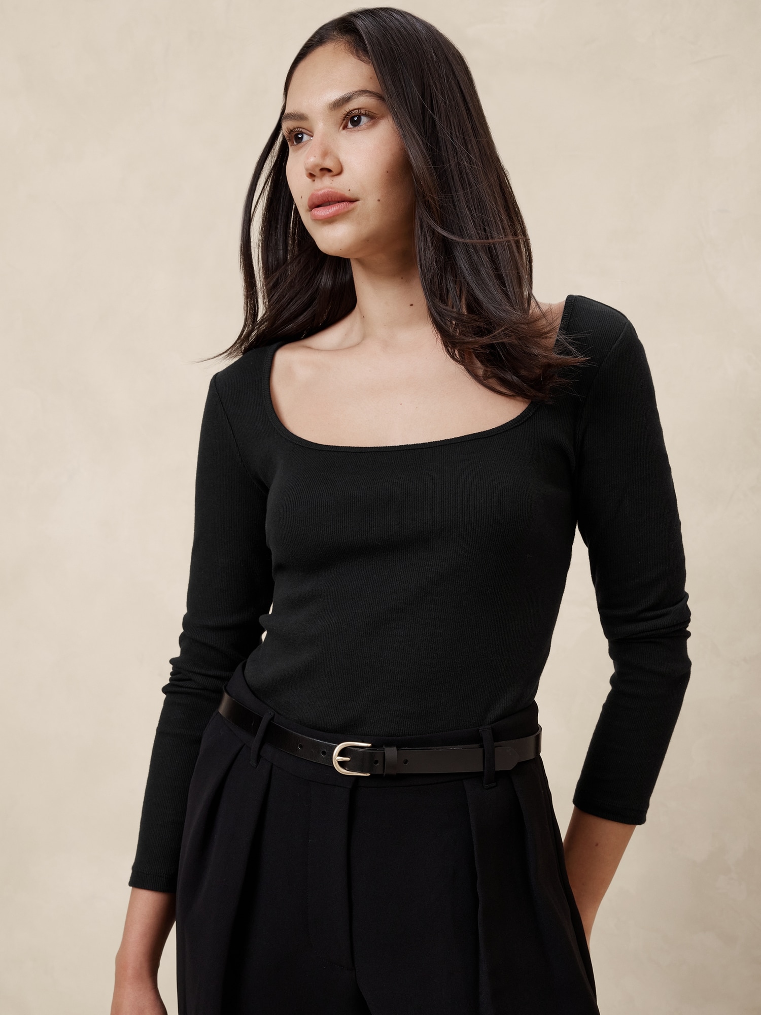 Ribbed Square-Neck Top | Banana Republic Factory