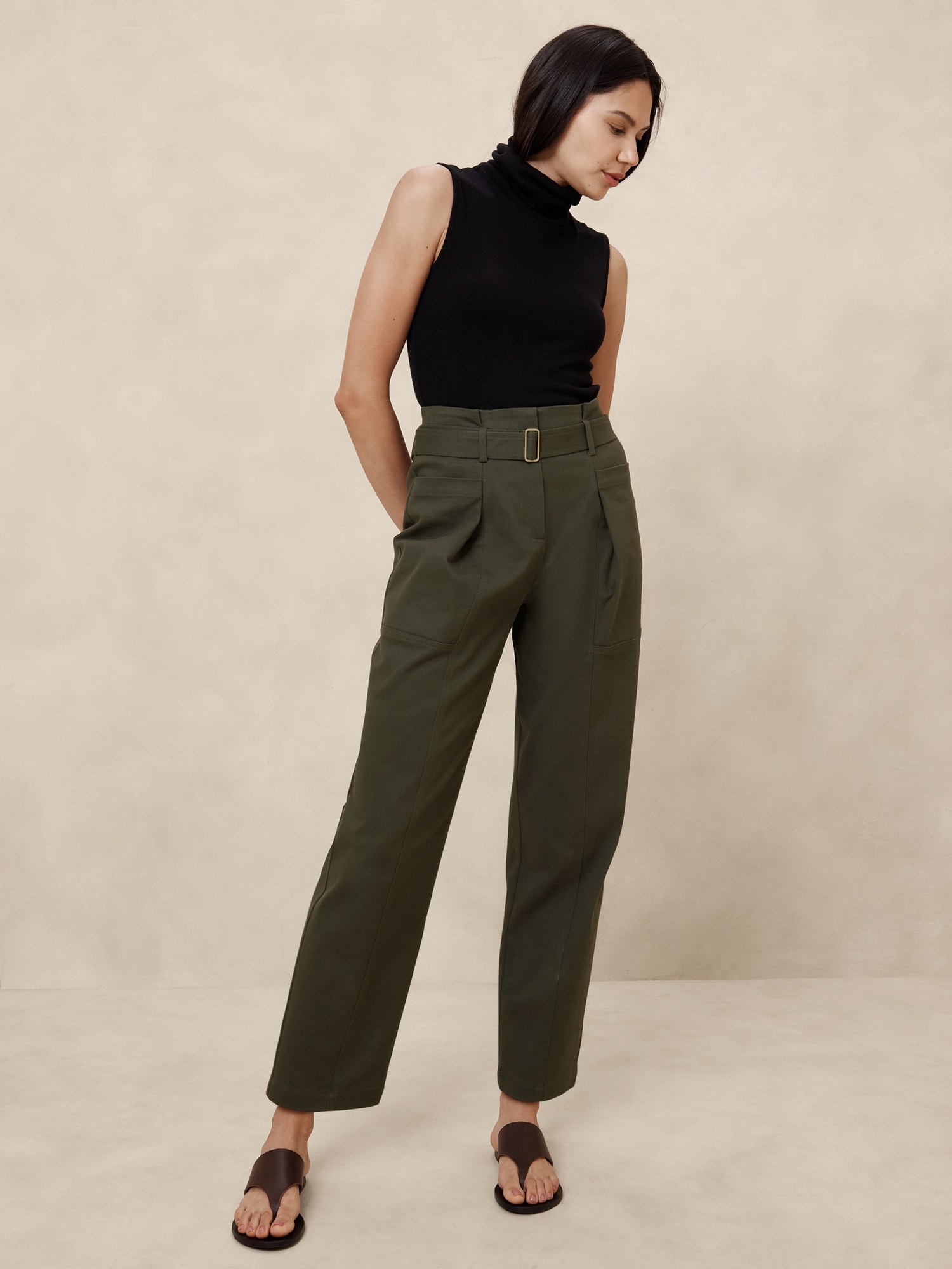 Twill Belted Tapered Pant