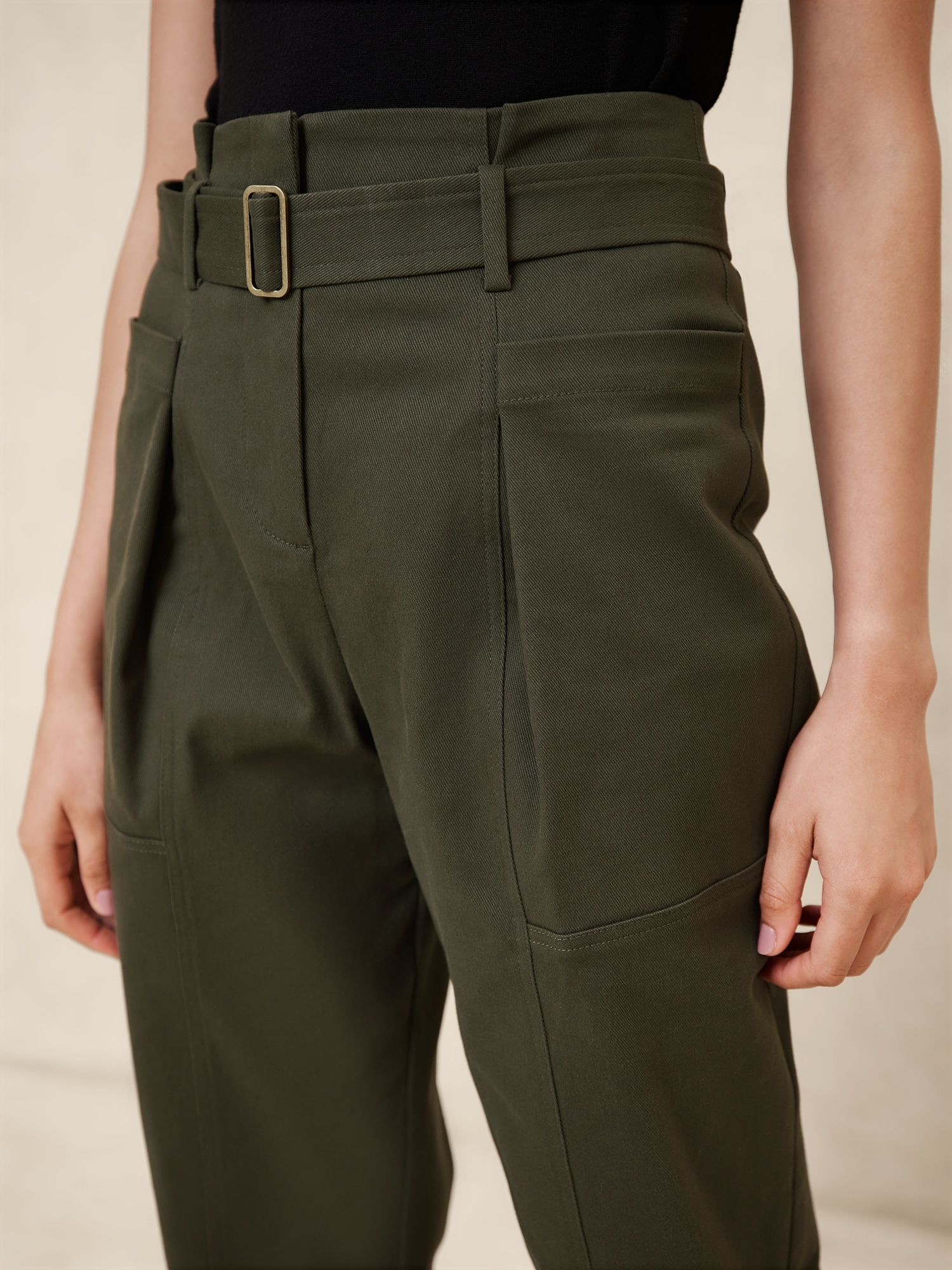 Twill Belted Tapered Pant