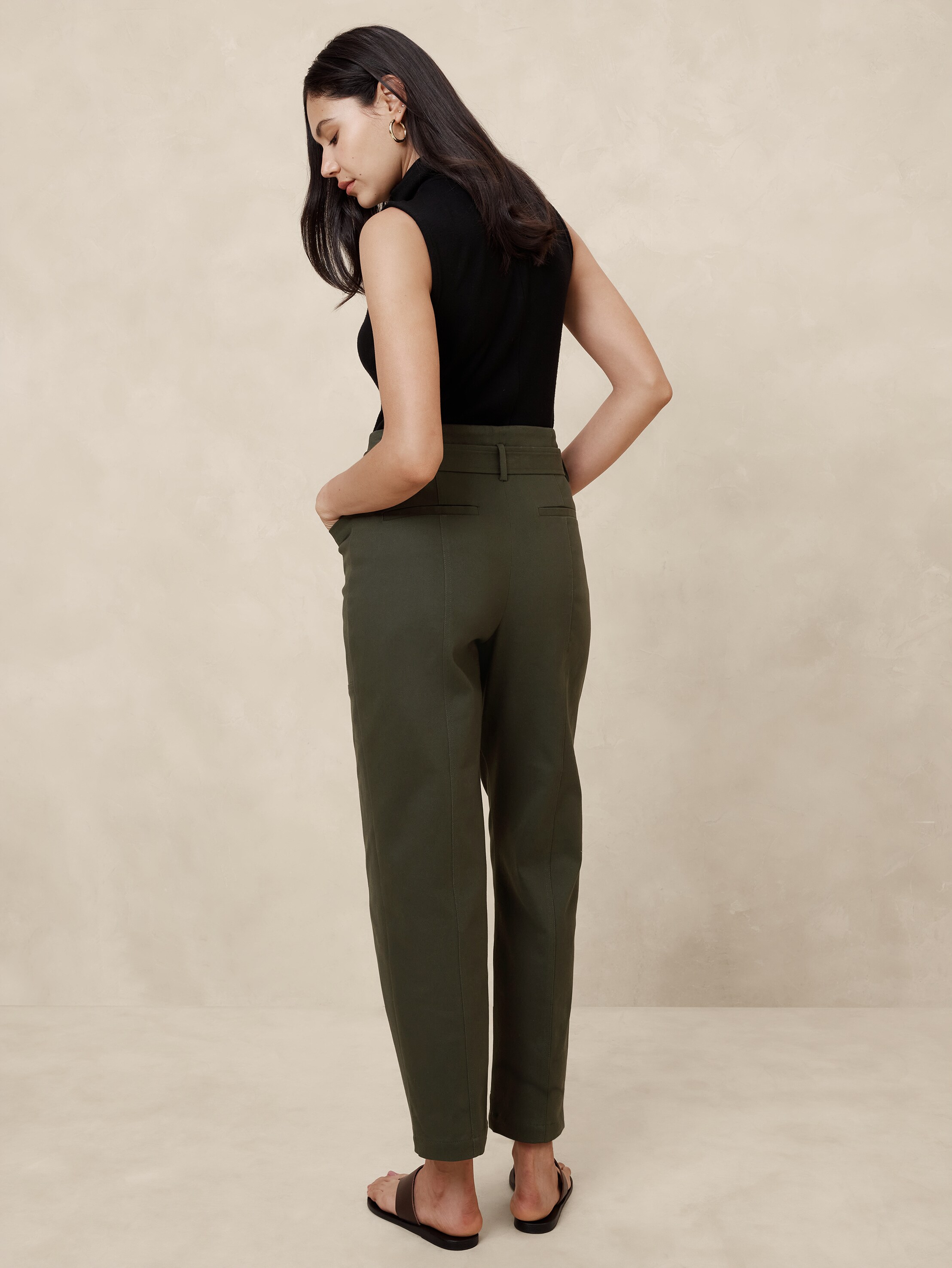 Twill Belted Tapered Pant | Banana Republic Factory