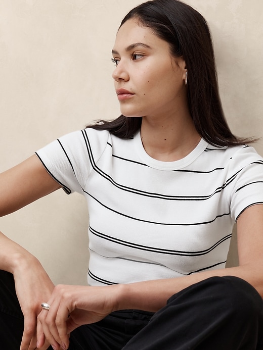 【PORTERNA】Trin ribbed T-shirt Ribbed T-Shirt | Banana Republic Factory