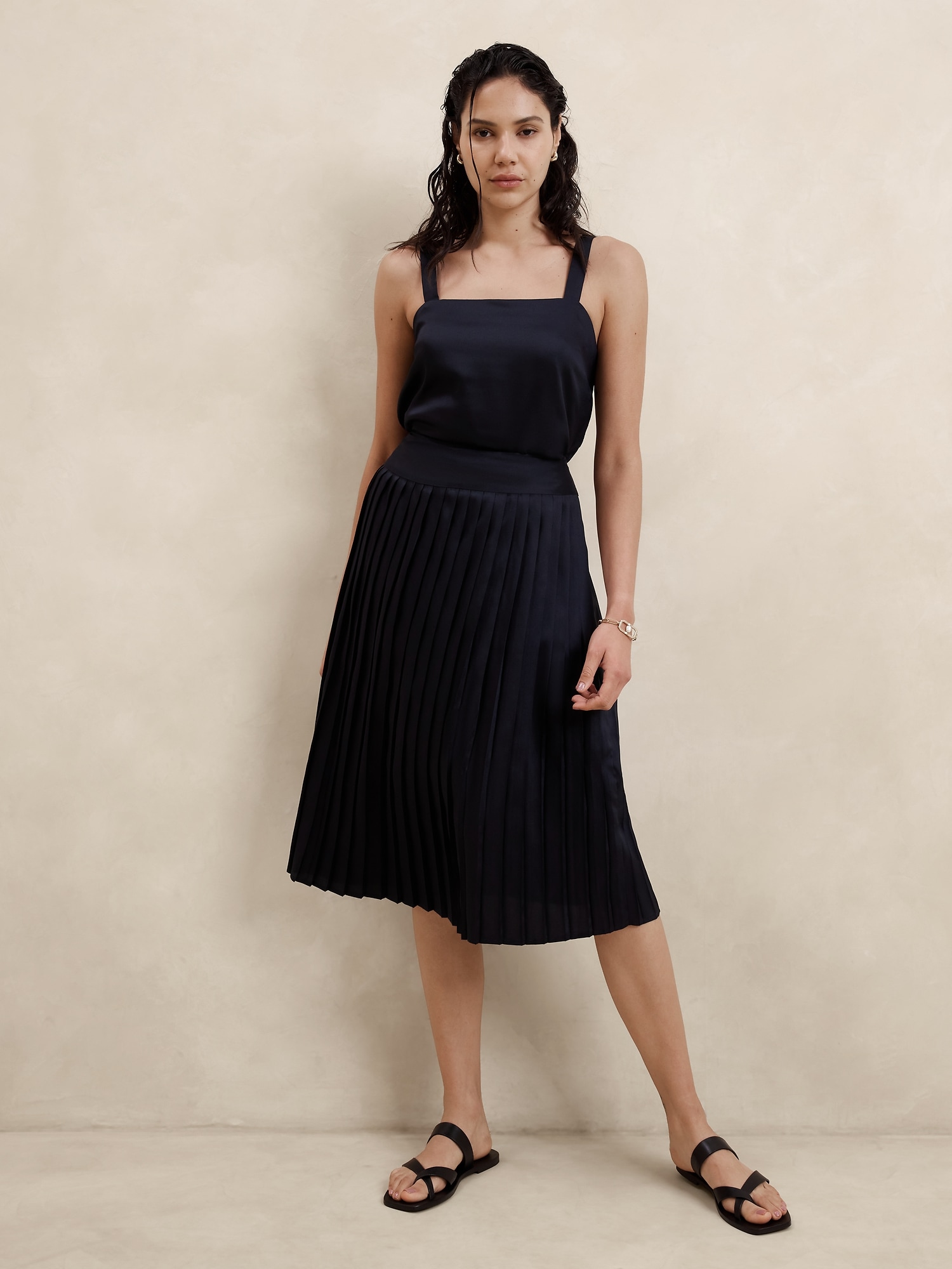 Pleated Midi Skirt