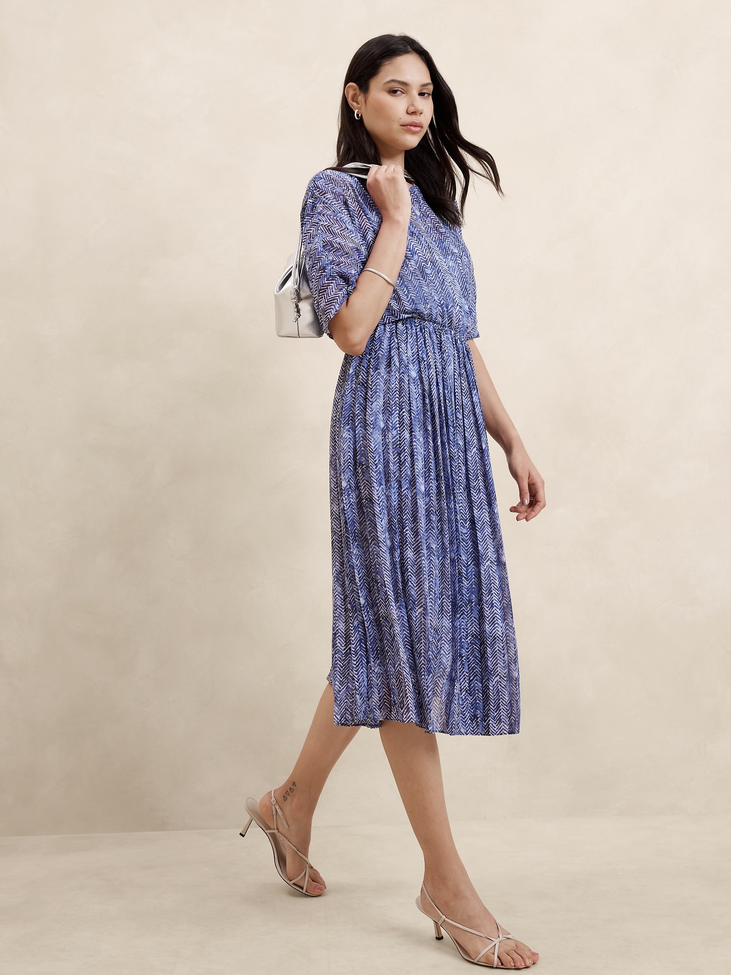 Chiffon Pleated Midi Dress