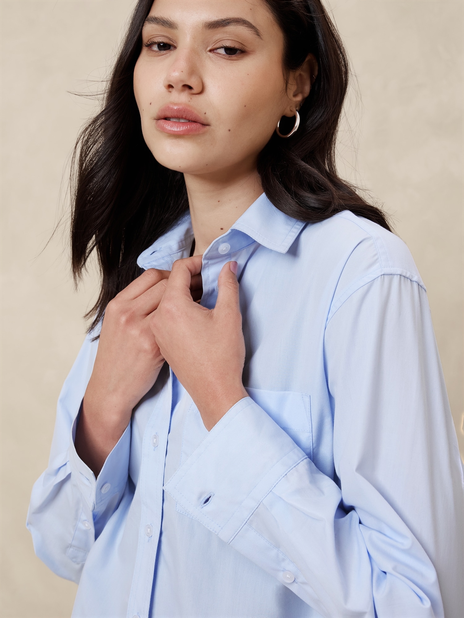 Linen-Blend Cropped Shirt