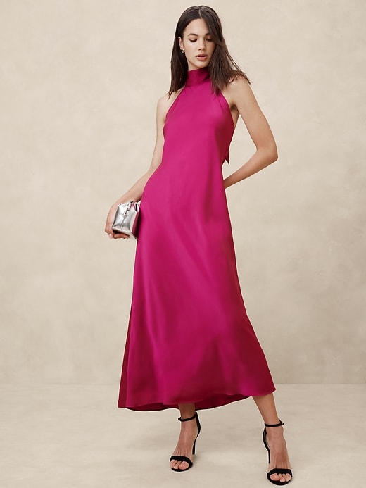 hot pink maxi dress zara Zara Satin Maxi Pink