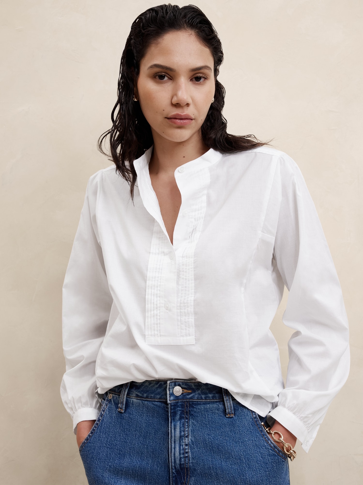 Pleated Popover Shirt