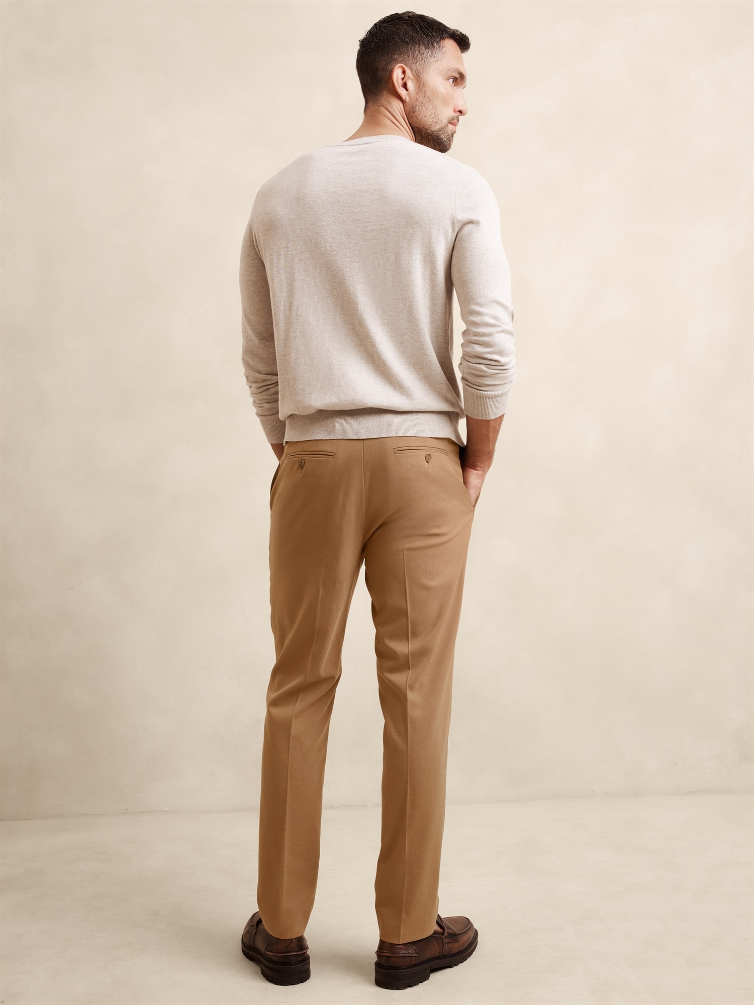 Tailored-Fit Camel Suit Trouser