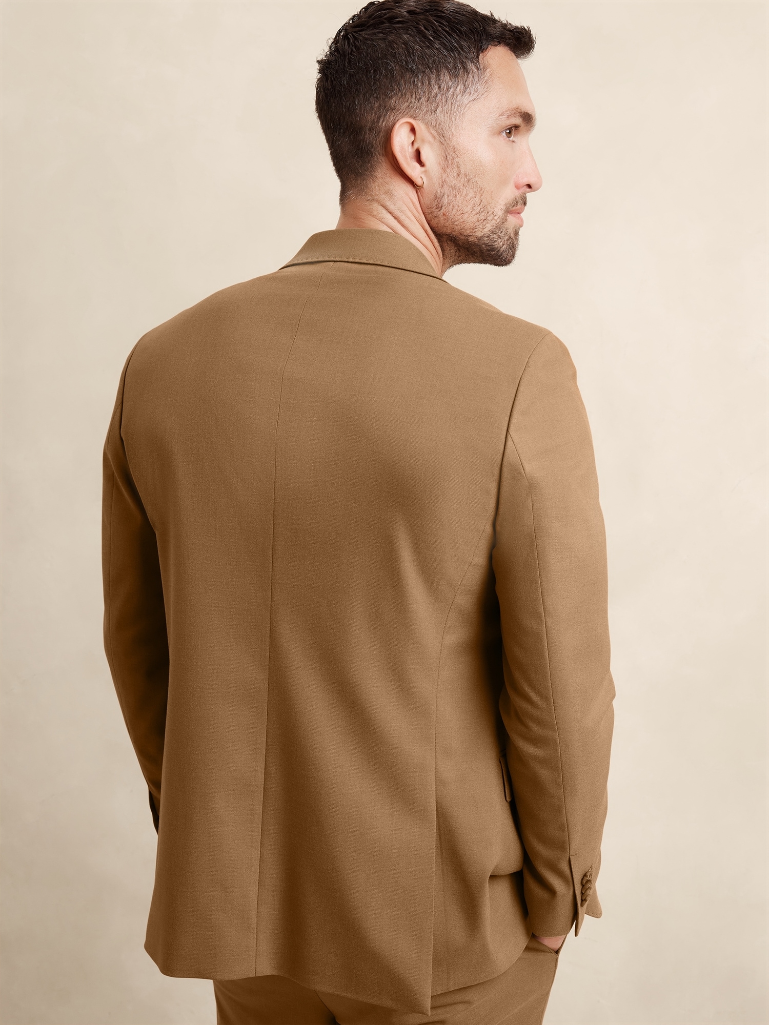 Tailored-Fit Camel Suit Jacket