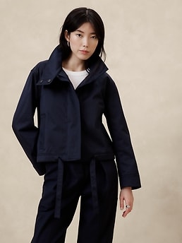 ジャケット・アウター Cotton Twill Padding No-Collar Mods Coat twill boxy jacket – FIELD of PONIES