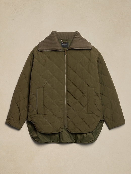 Oversized Nylon Quilted Jacket | Banana Republic Factory