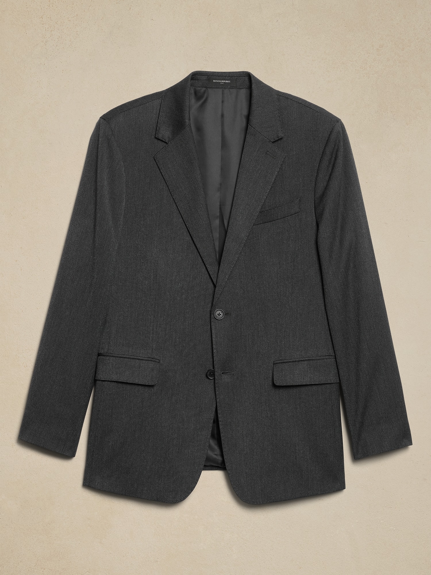 Tailored-Fit Charcoal Twill Suit Jacket