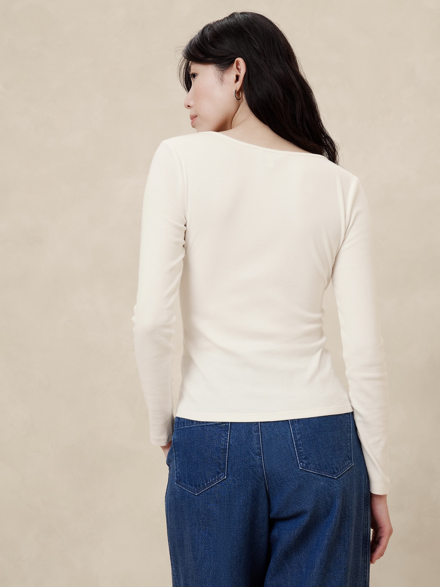 Ribbed Square-Neck Top