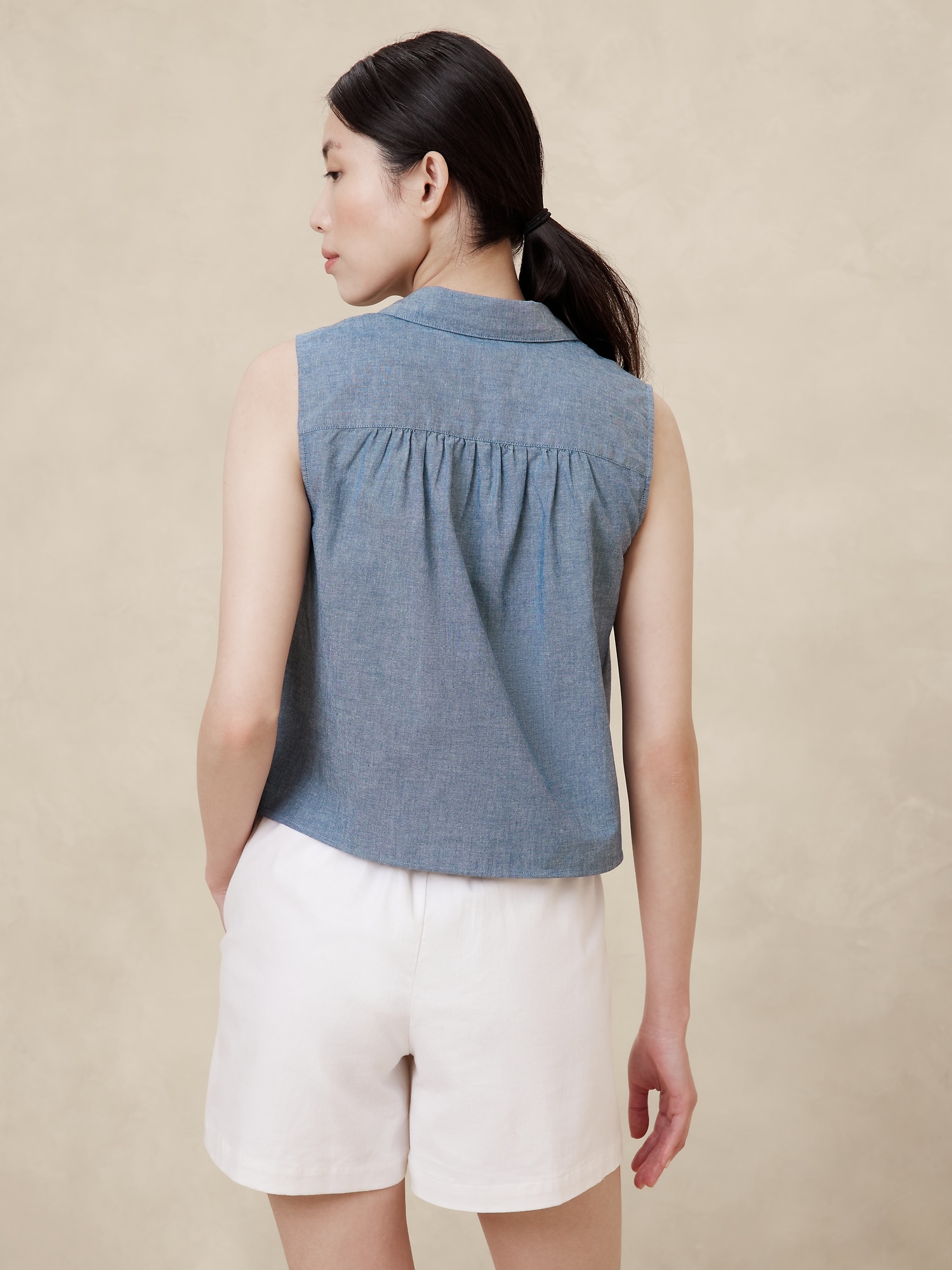 Collared Chambray Top