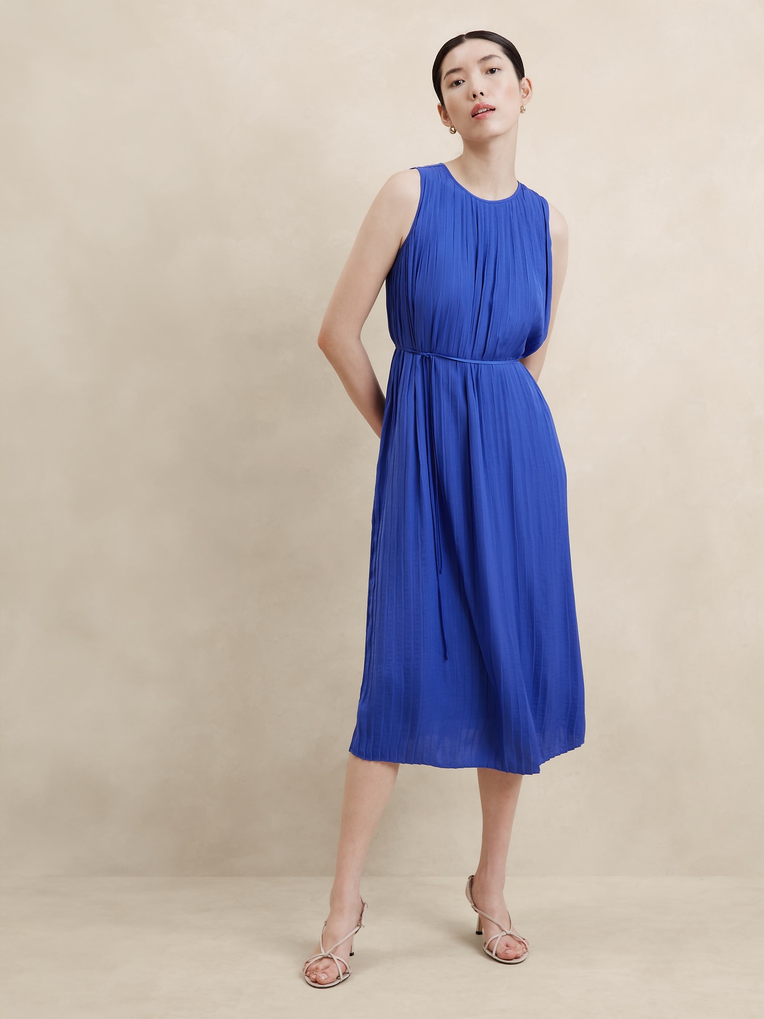 Crystal Pleated Midi Dress