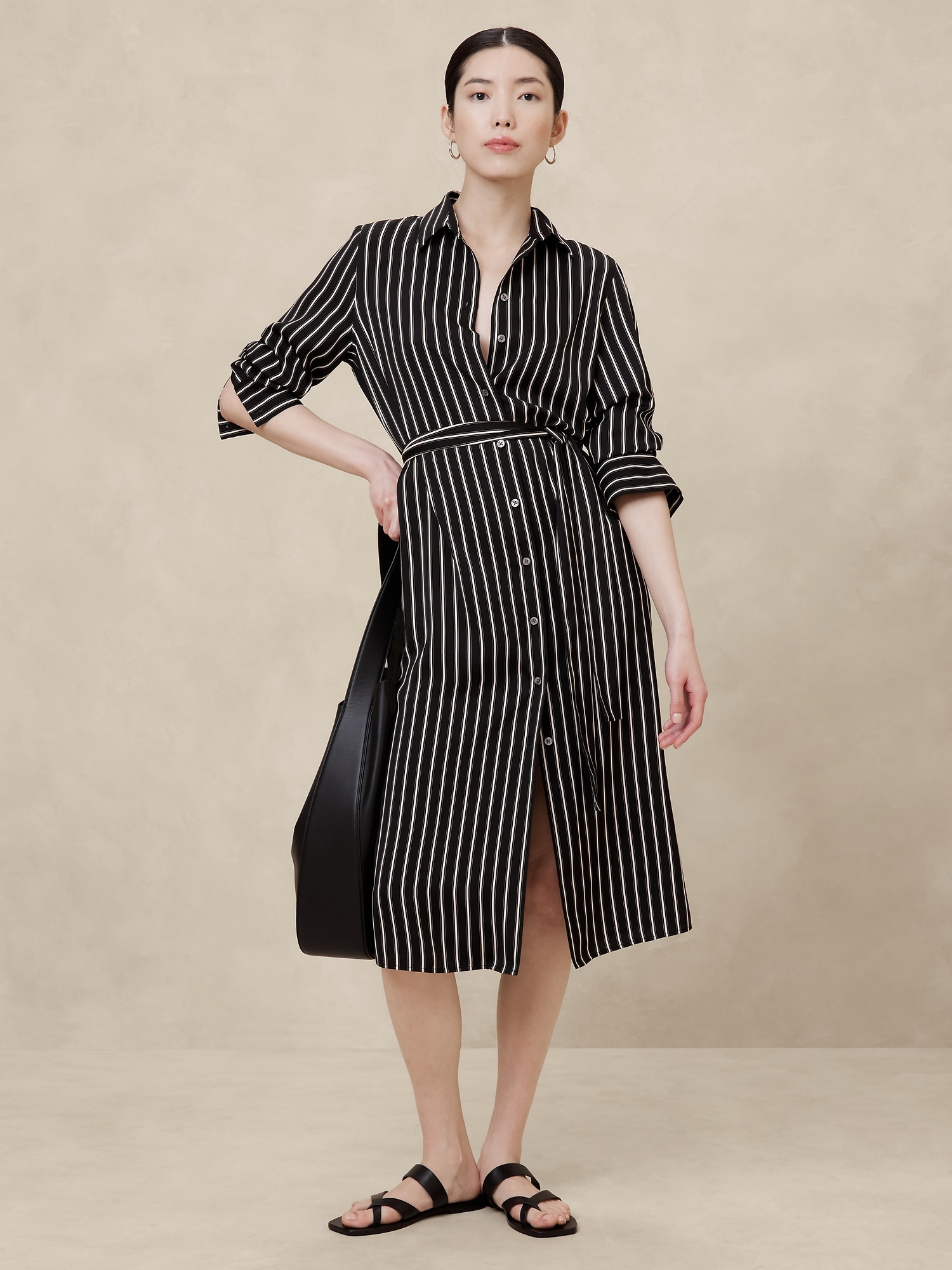 Tie-Waist Midi Shirtdress