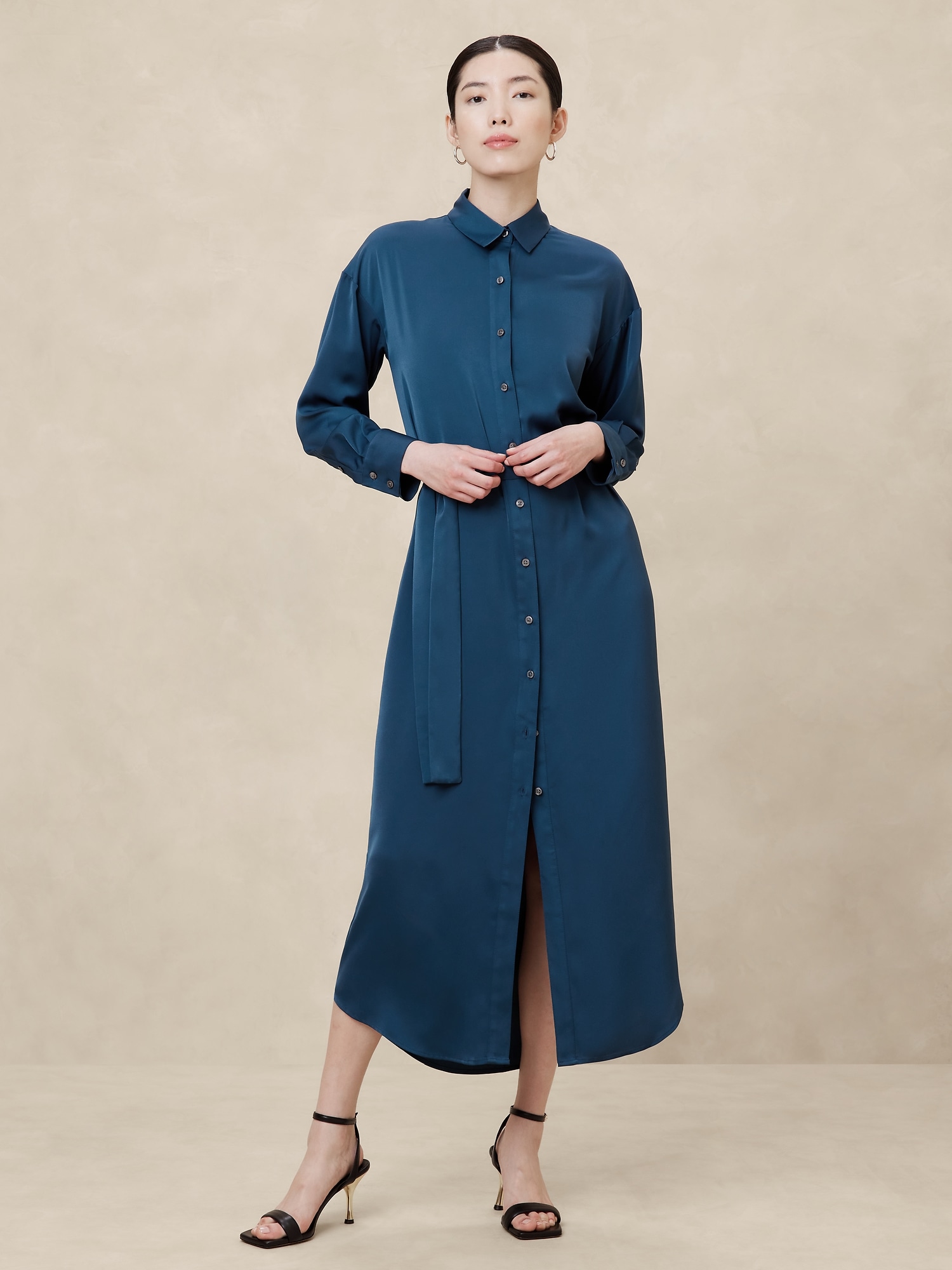 Tie-Waist Maxi Shirtdress