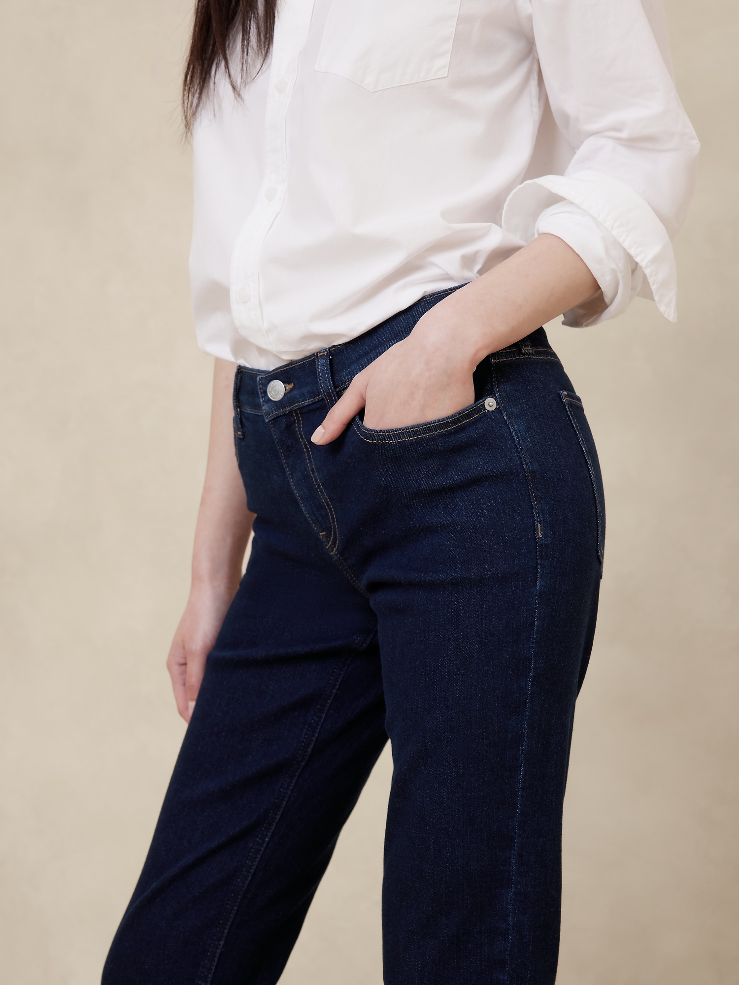 Slim Mid-Rise Raw-Hem Jean