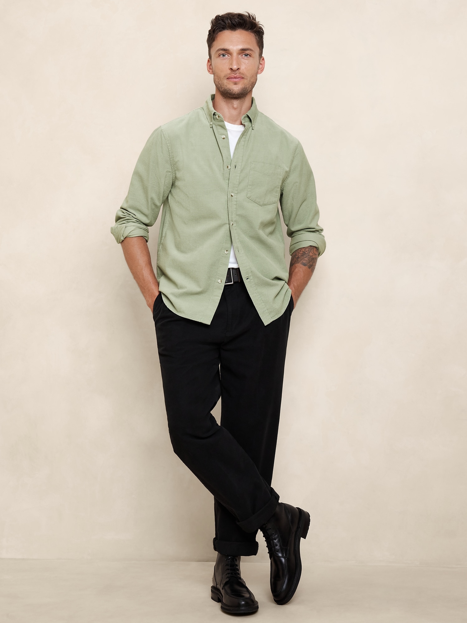 Slim Textured Corduroy Shirt