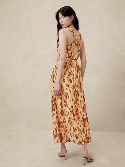 【待望★】 Dress Maxi Twist-Back Chiffon | Factory Republic Banana ワンピース