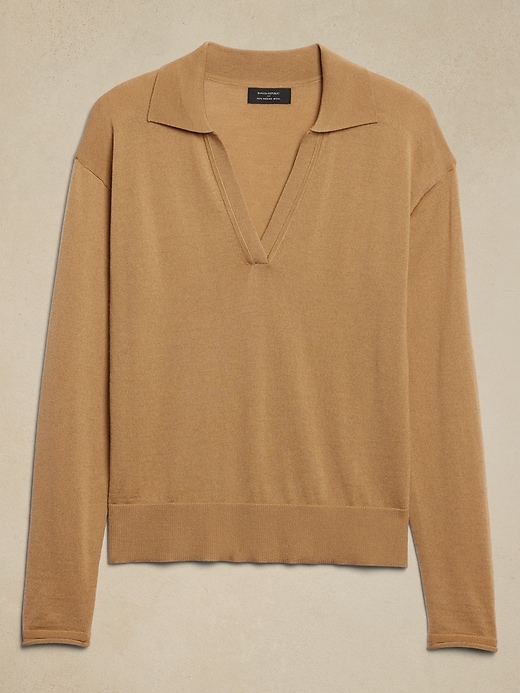 Merino Wool Johnny-Collar Sweater | Banana Republic Factory