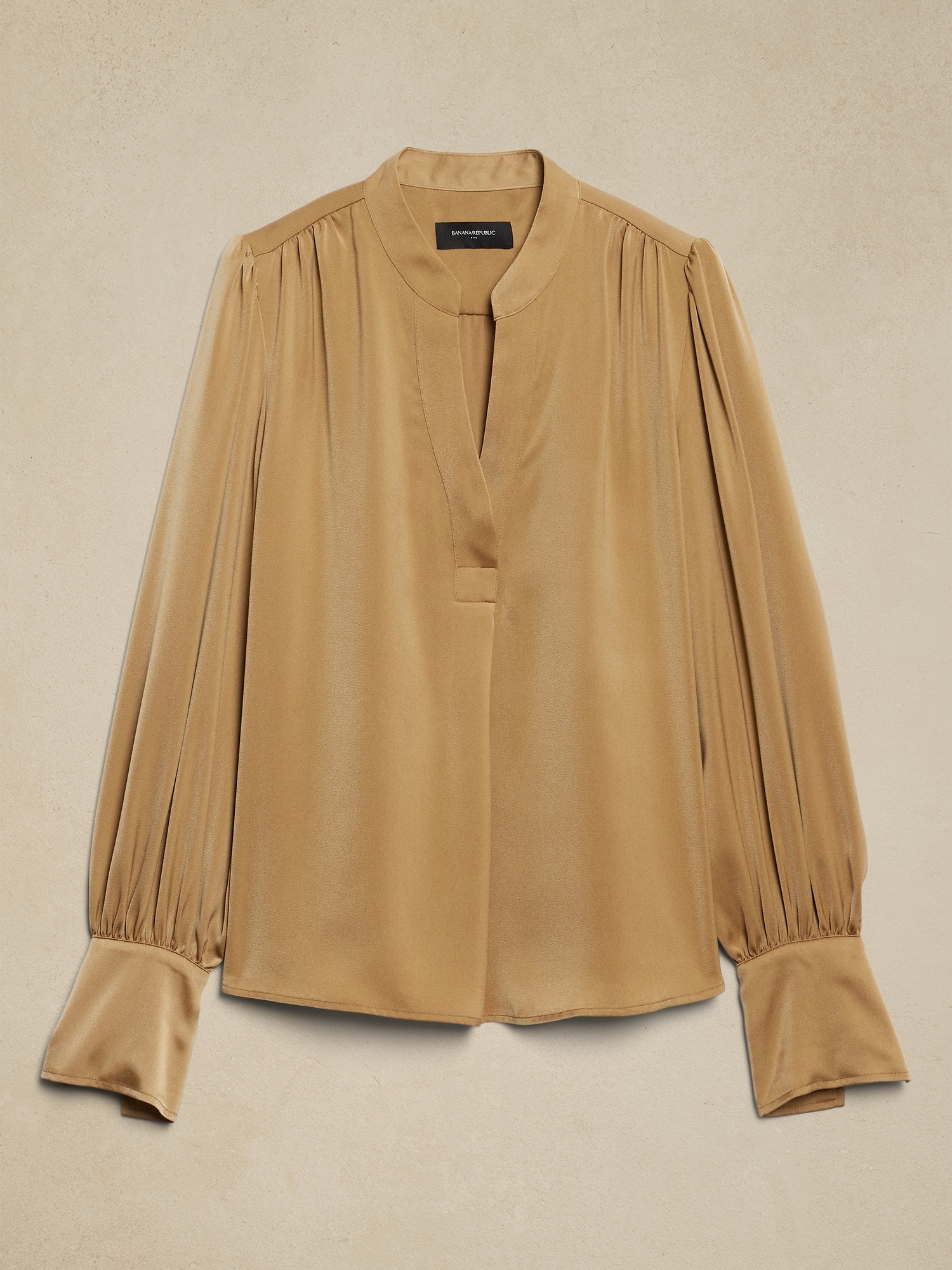 Crepe Volume-Sleeve Blouse