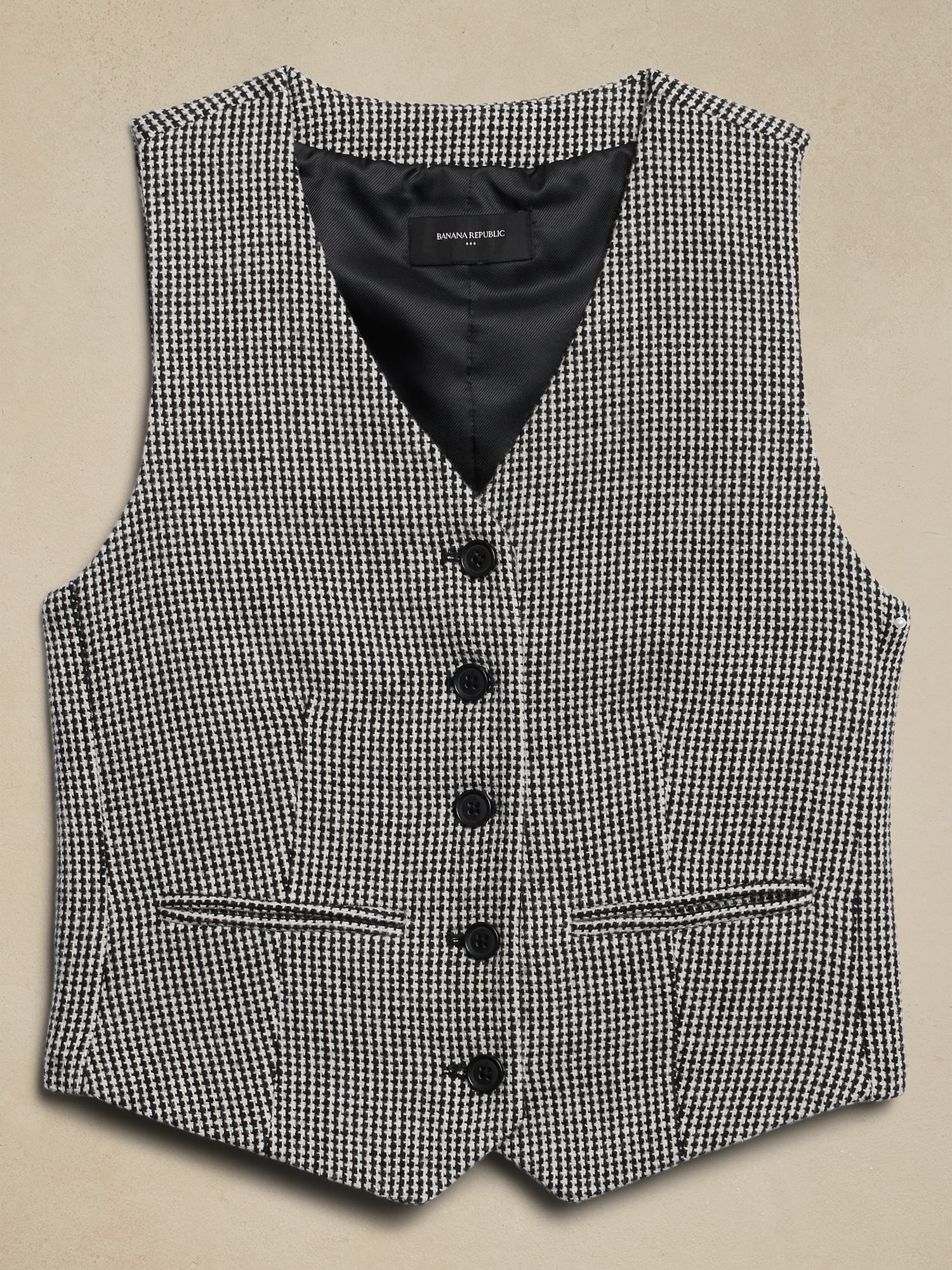 Wool-Blend Houndstooth Vest