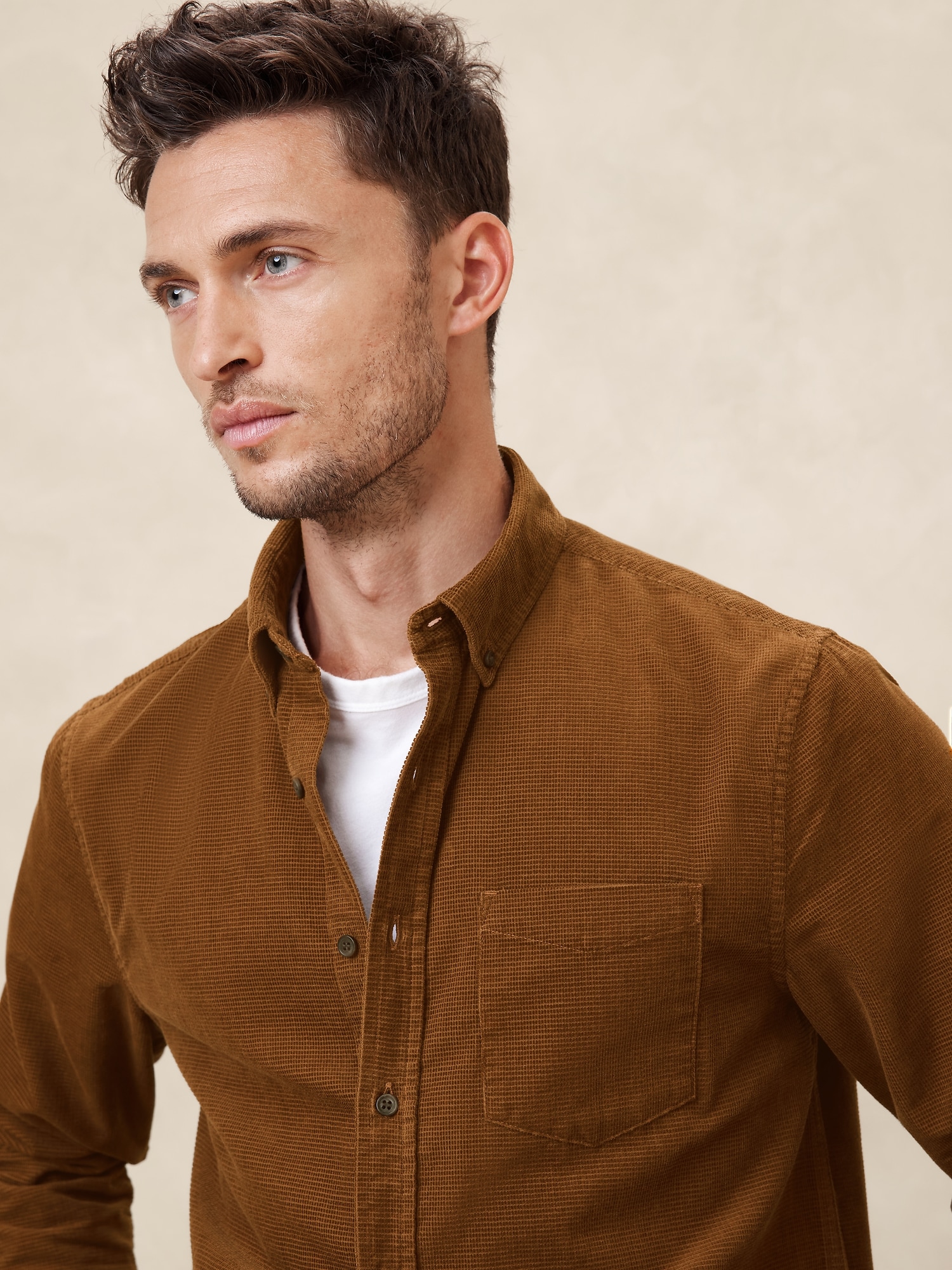 Slim Textured Corduroy Shirt