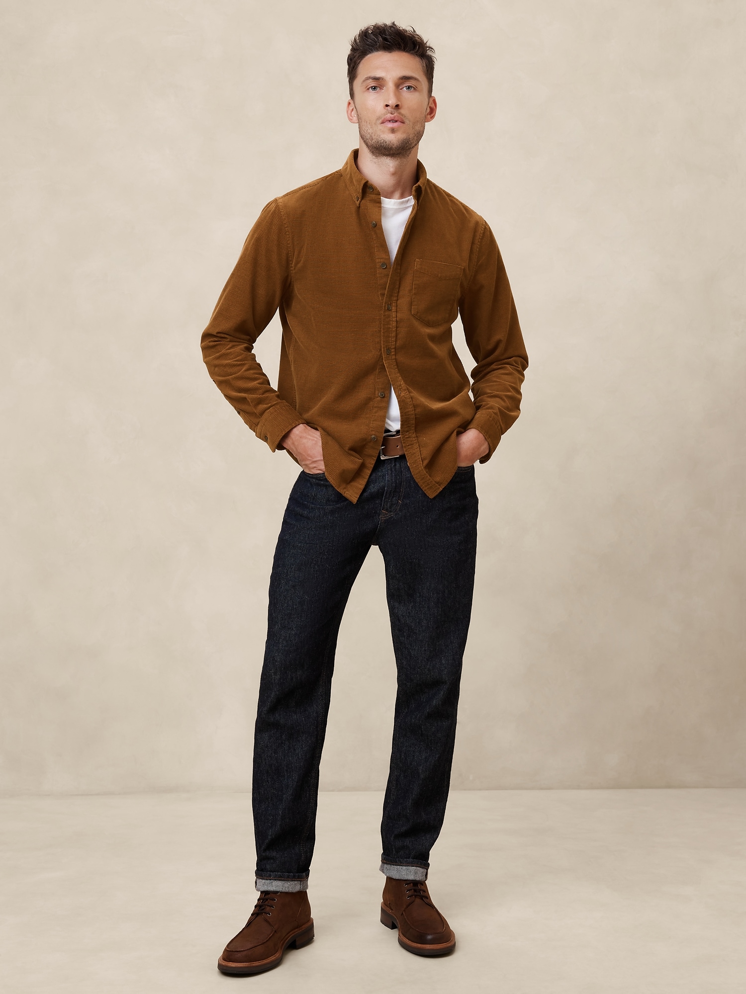 Slim Textured Corduroy Shirt