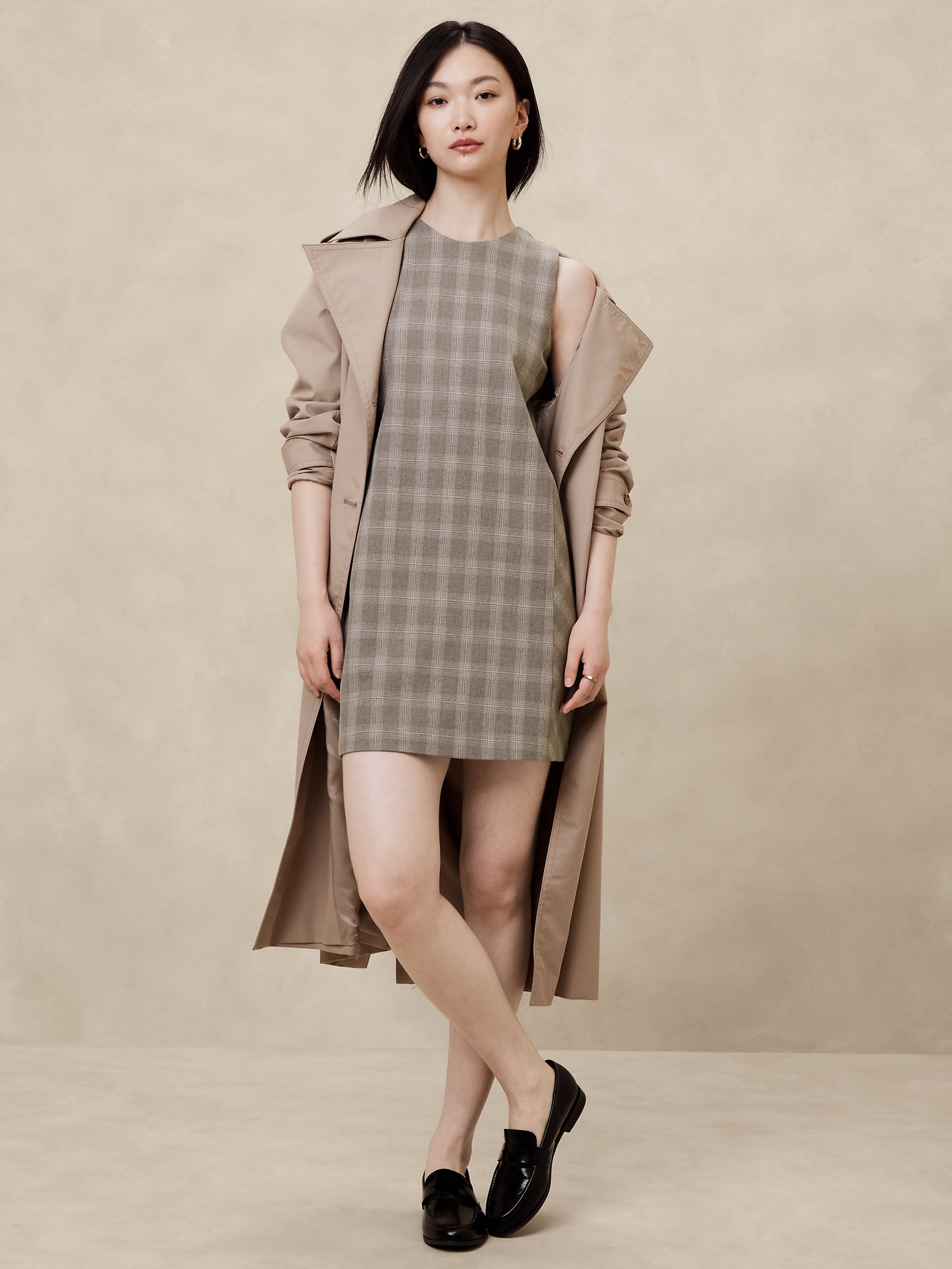 Herringbone Shift Mini Dress