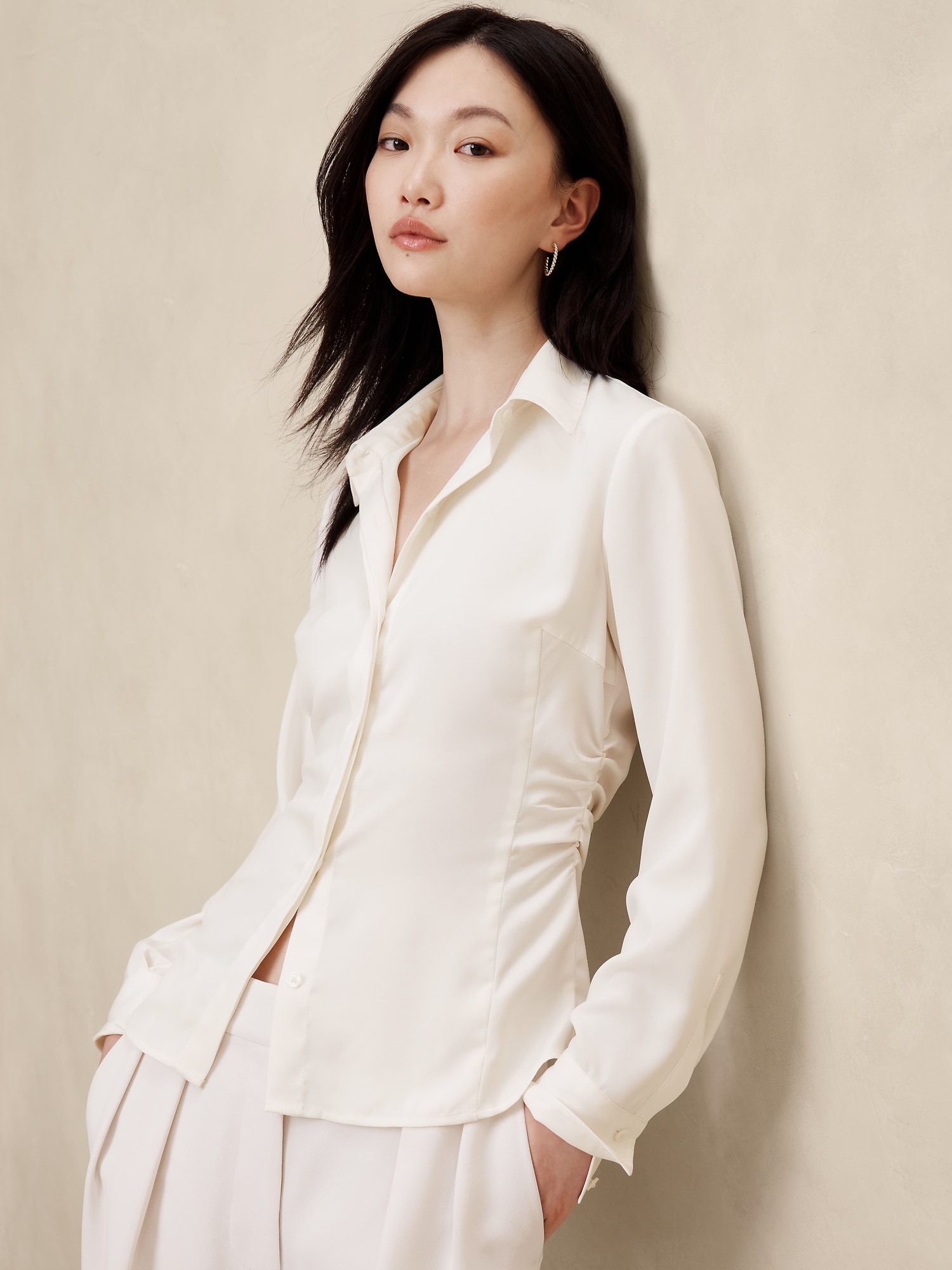 Satin Side-Shirred Top | Banana Republic Factory