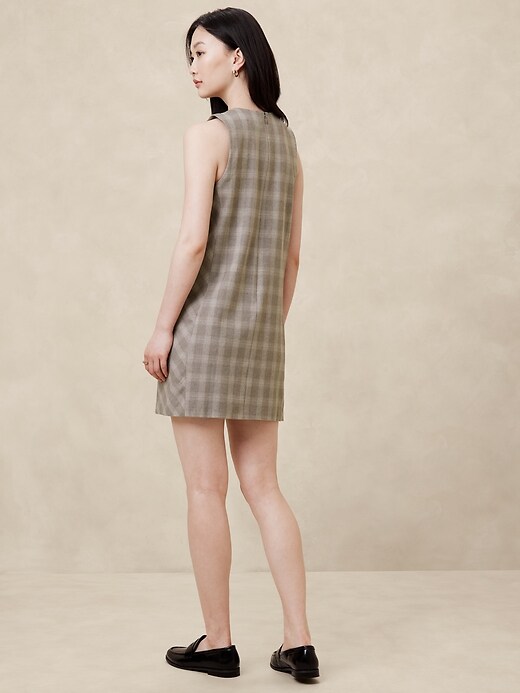 knee length dresses for ladies Pomegranate and Black Plaid Tweed Mini Dress