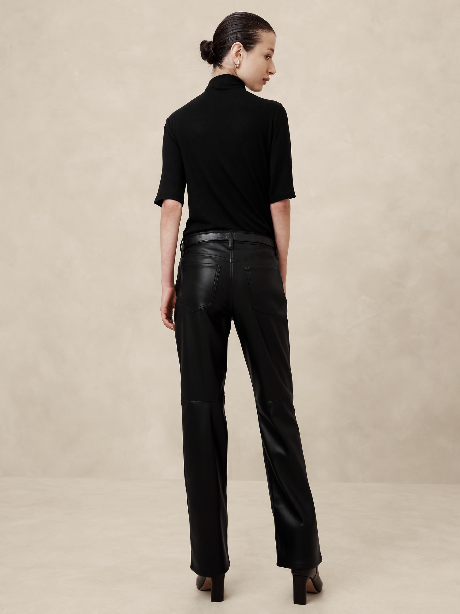 Mid-Rise Bootcut Vegan Leather Pant