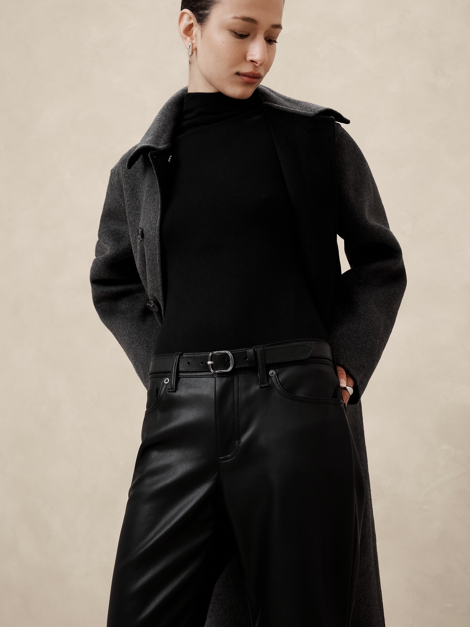 Mid-Rise Bootcut Vegan Leather Pant