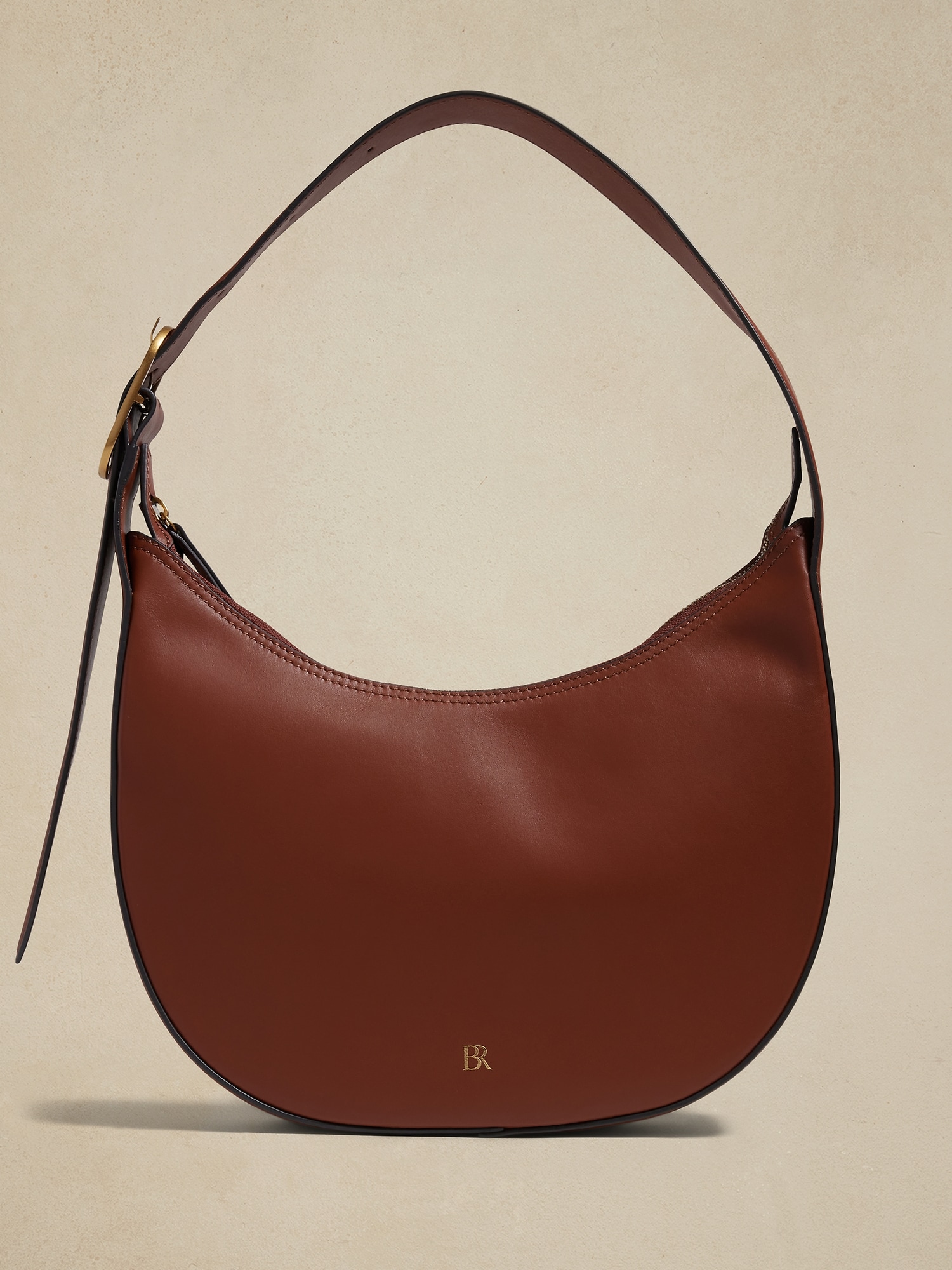 Leather Shoulder Bag - Brown