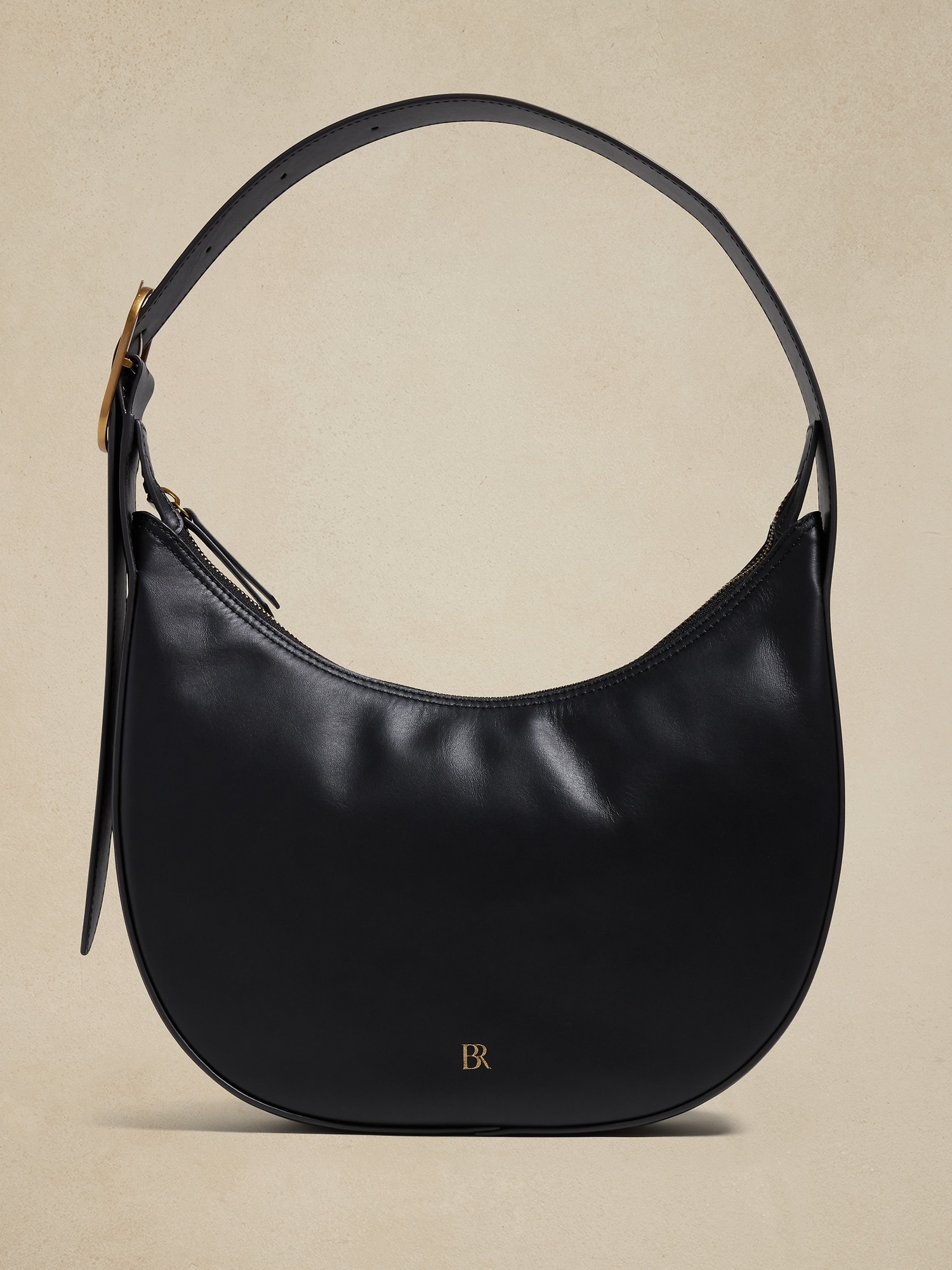 Leather Shoulder Bag - Black