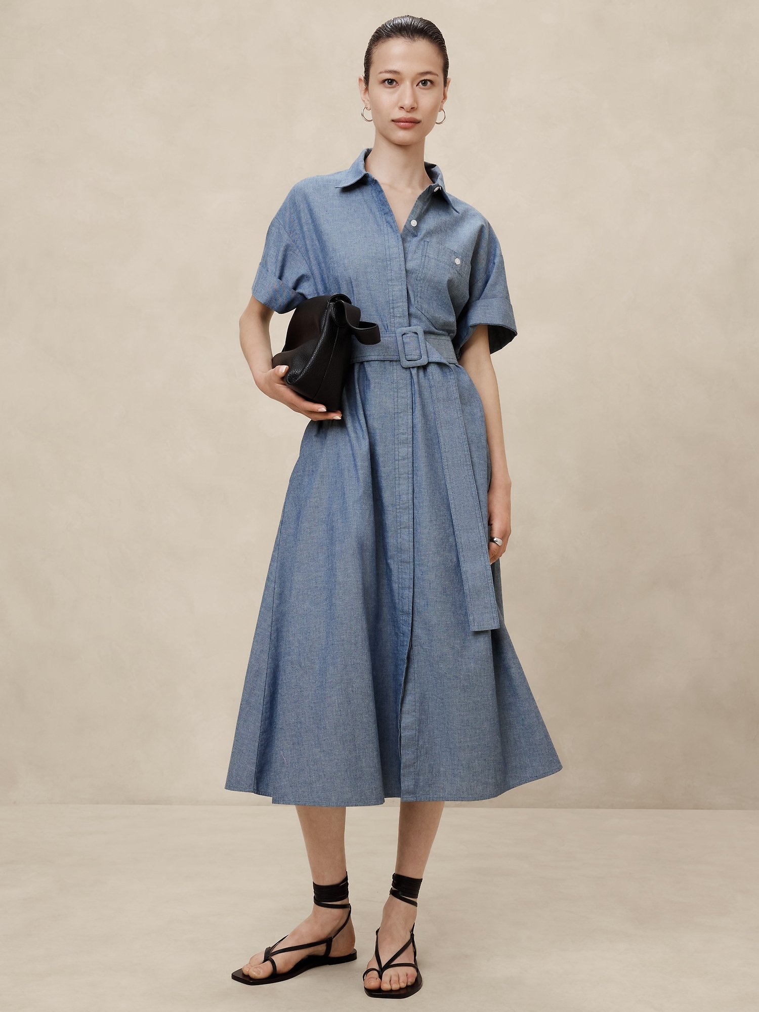 Chambray Midi Shift Shirtdress Banana Republic Factory